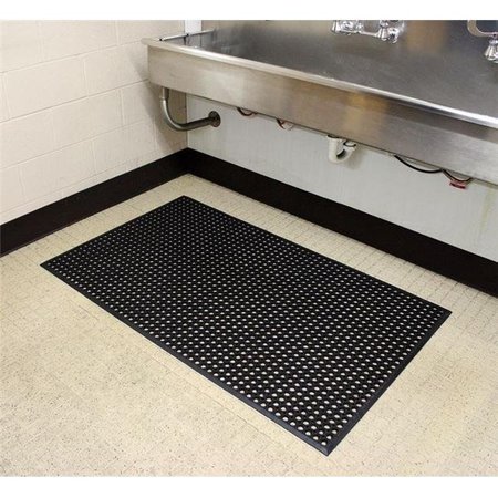 DURABLUE Durable 418S35BK 36 x 60 in. Workstation Light Anti-Fatigue Drainage Mat; Black 418S35BK